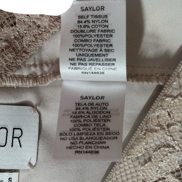 Saylor Size Small Lace Halter Mini Dress Beige Bridal Shower Feminine High Neck - Picture 9 of 13